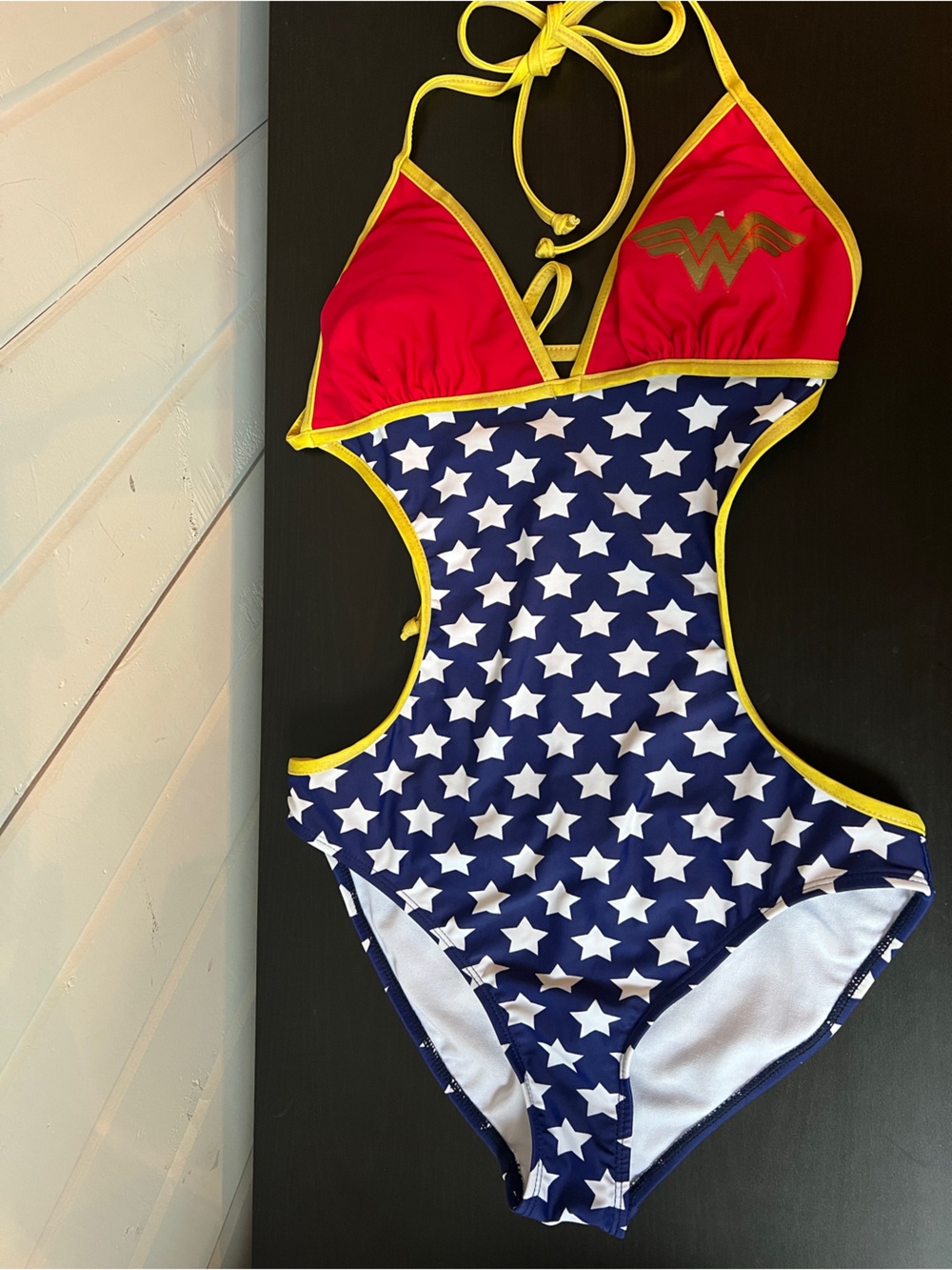DC Comics Wonder Woman Summer ‘14 Stars Logo 1 Piece Monokini Bathing Suit Small